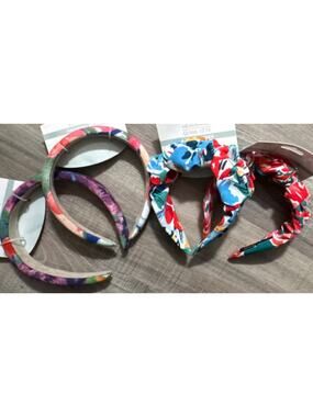 Multicolor Floral Bow Accent Headband Womens Fashion Hair Accessory
